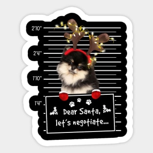 Pomeranian Dear Santa Let's Negotiate Christmas Sticker